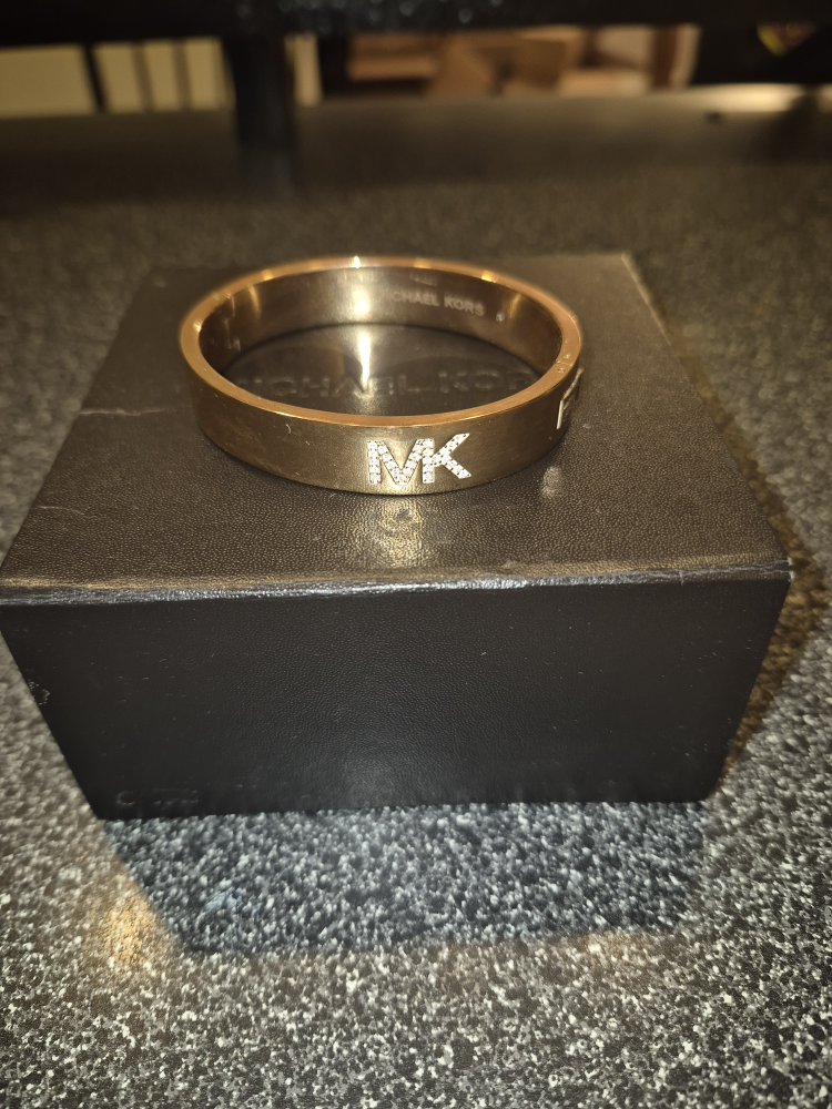 Michael Kors Gold Bangle Bracelet with MK Logo