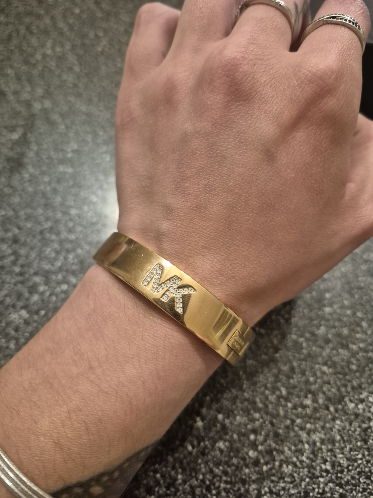 Michael Kors Gold Bangle Bracelet with MK Logo - photo 3