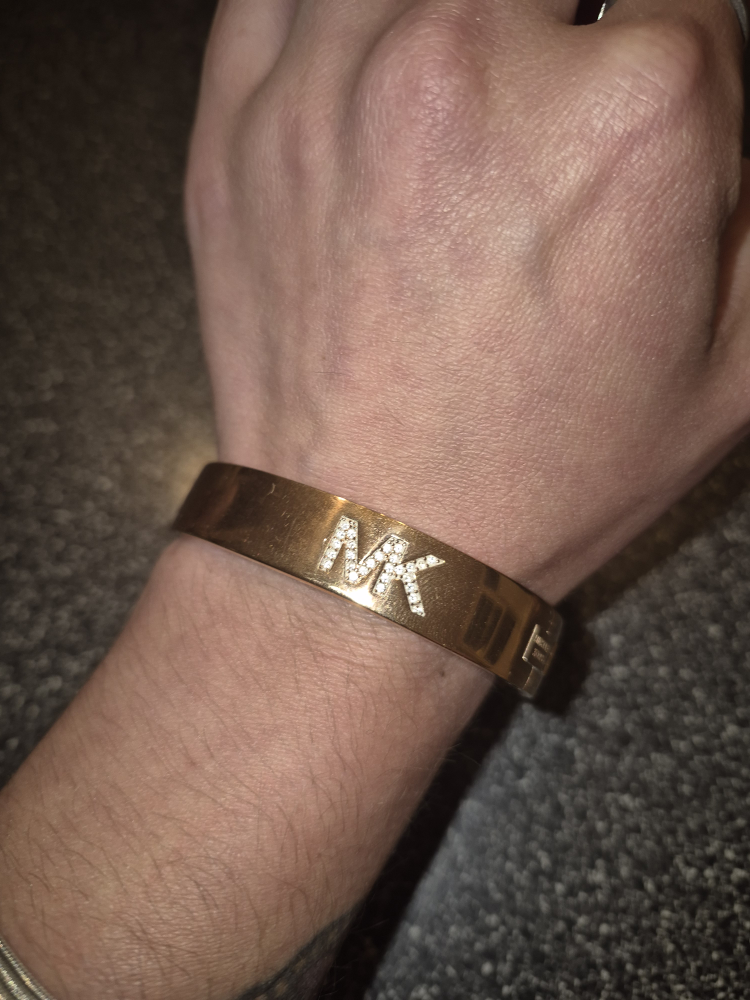 Michael Kors Gold Bangle Bracelet with MK Logo - photo 4