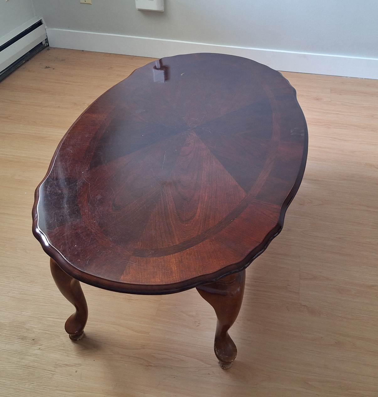 Vintage Oval Coffee Table - Dark Wood