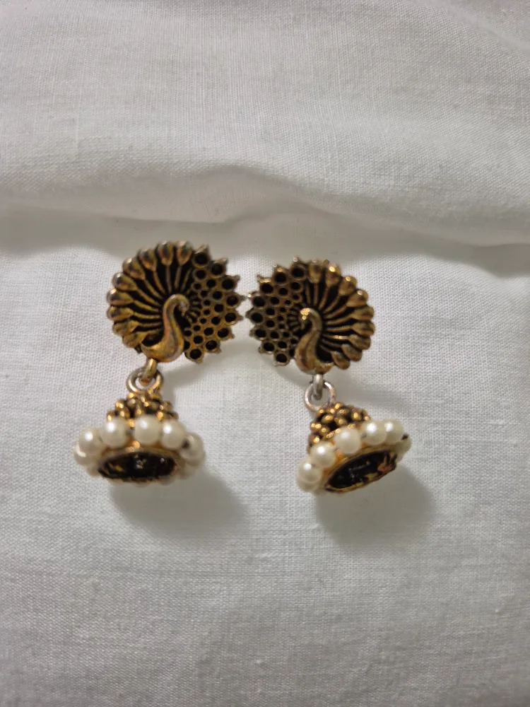 Peacock Jhumka Earrings thumbnail