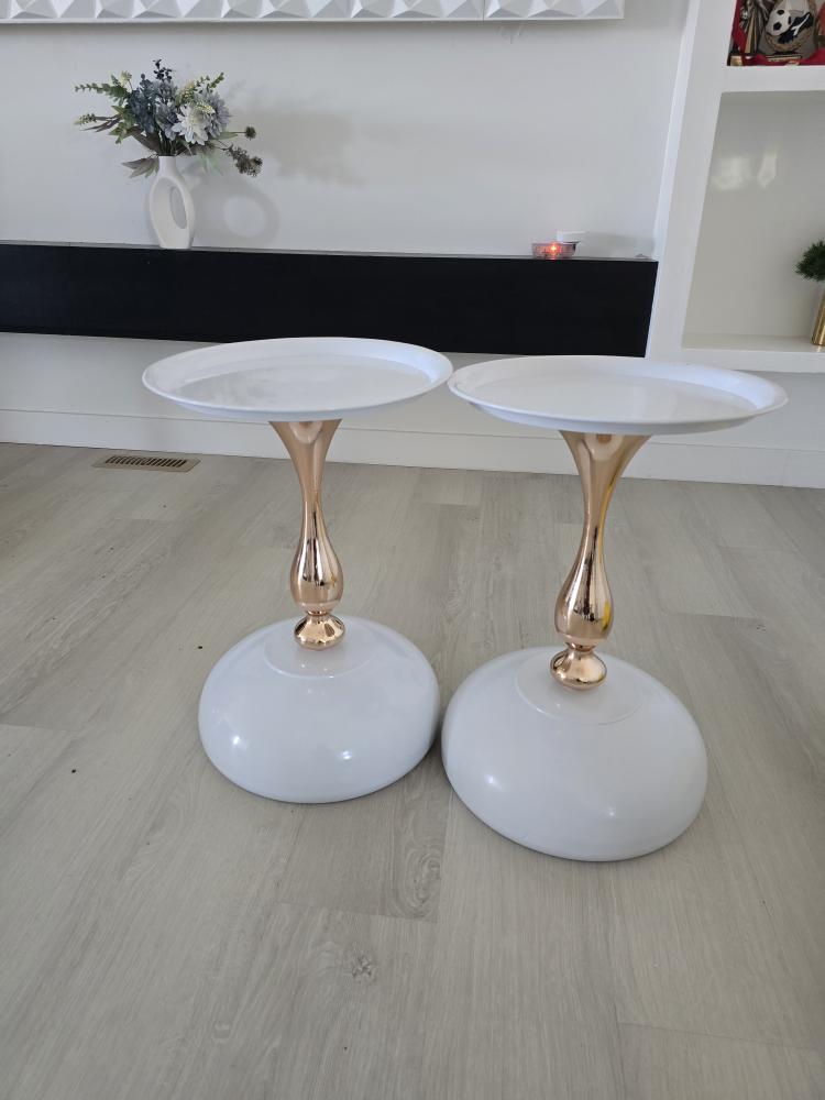 Set of 2 White & Gold side  Tables - photo 3