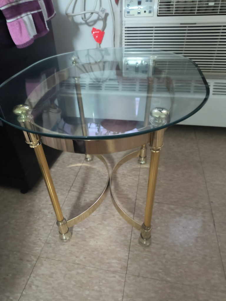 Glass Top Coffee Table with Gold Frame