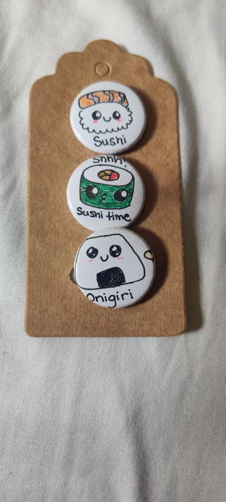 Sushi & Onigiri Kawaii Pin Badges - Set of 3 image indicator(2)