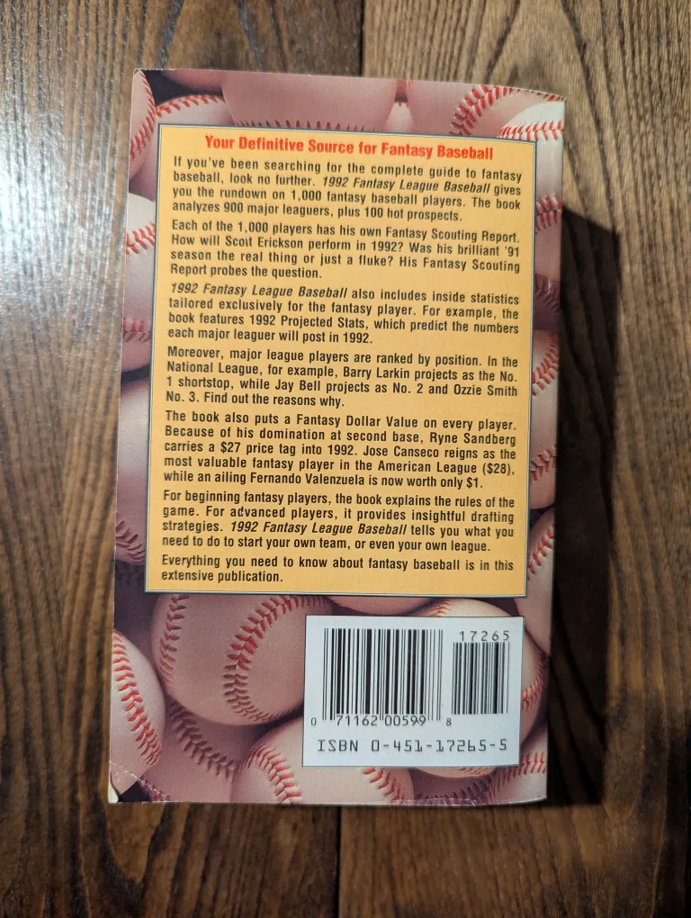 1992 Fantasy League Baseball Book image indicator(3)