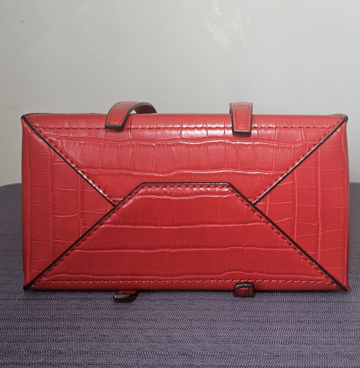 Charles & Keith Red Croc Effect Top Handle Bag - photo 5
