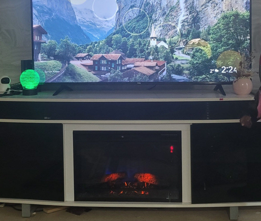 Black Entertainment Unit  TV stand with Electric Fireplace - photo 4