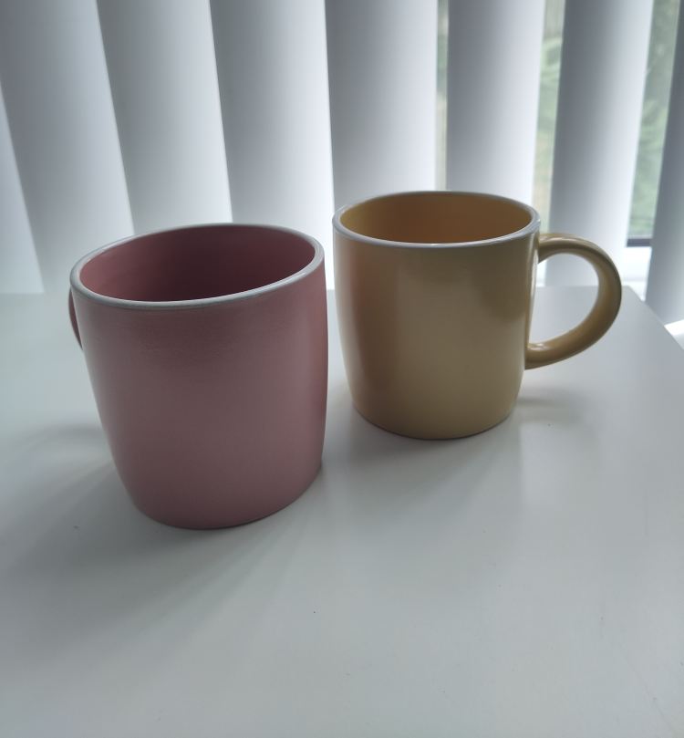 Two Cute Mugs - Pink & Yellow