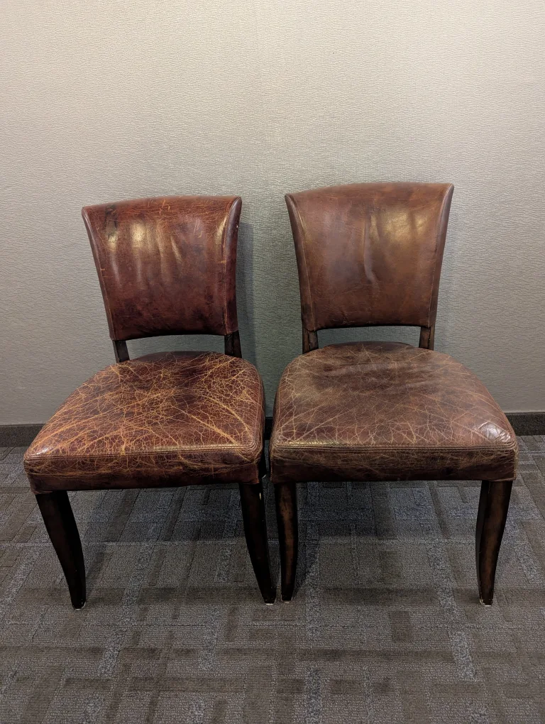 Pair of Vintage Leather Dining Chairs