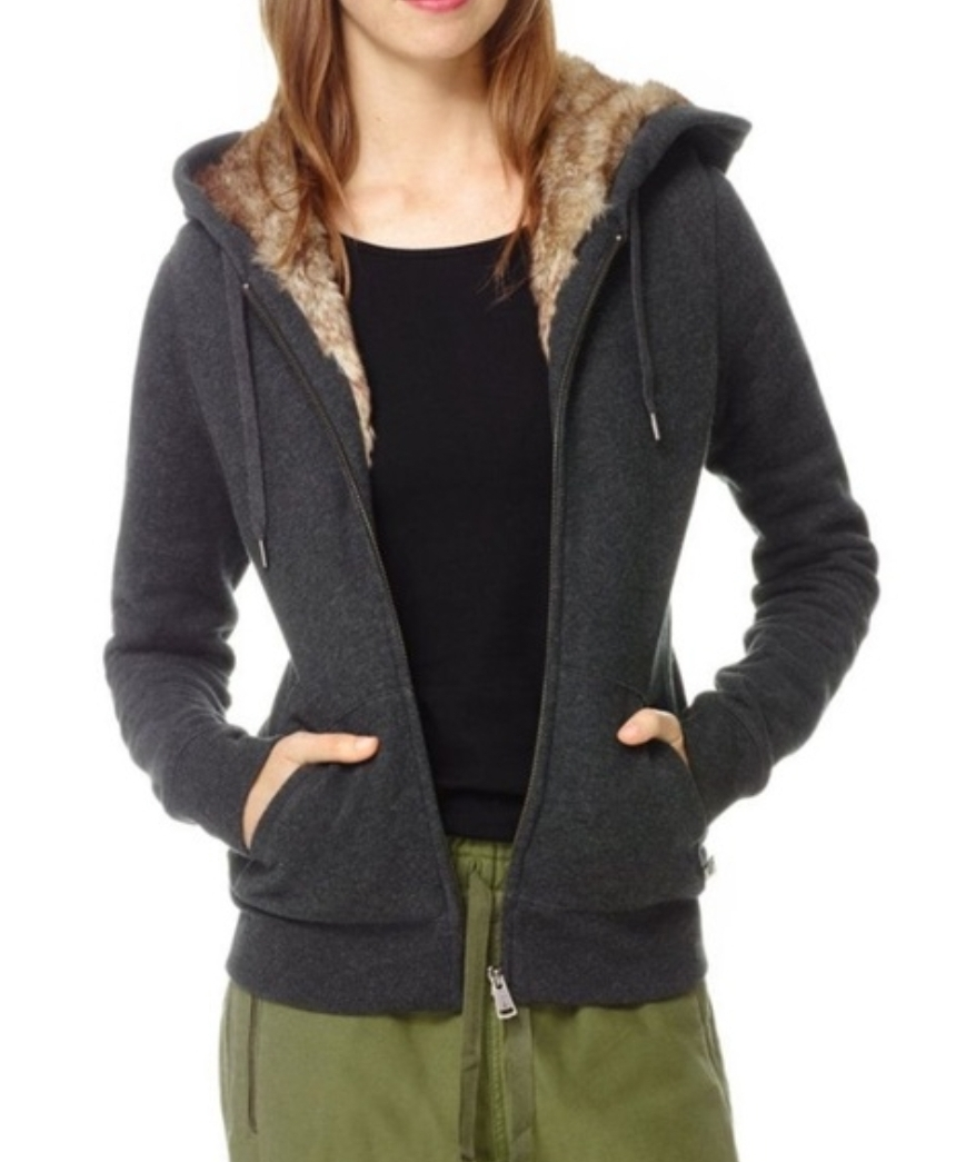 TNA Grey Fleece Zip-Up Hoodie, Size M - photo 2