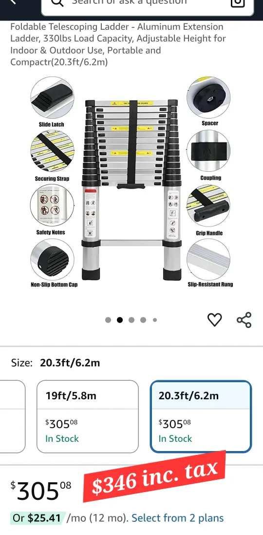 20.3ft Extendable Ladder w/ Hooks * image indicator(3)