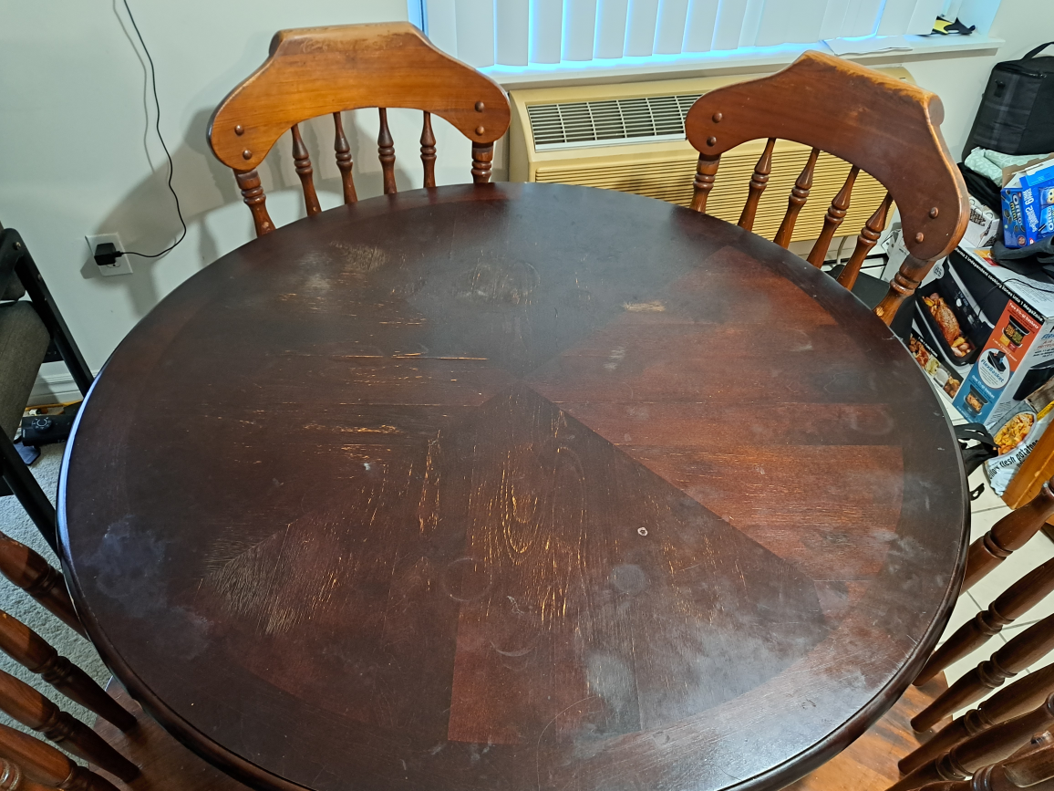 Round Wooden Dining Table with 5 Chairs