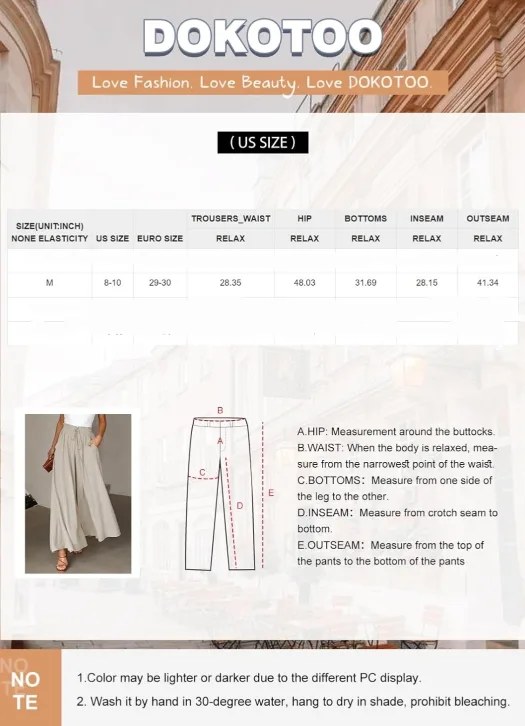 Dokotoo Palazzo Pants, Black, Medium Casual High Waist Wide Leg image indicator(7)