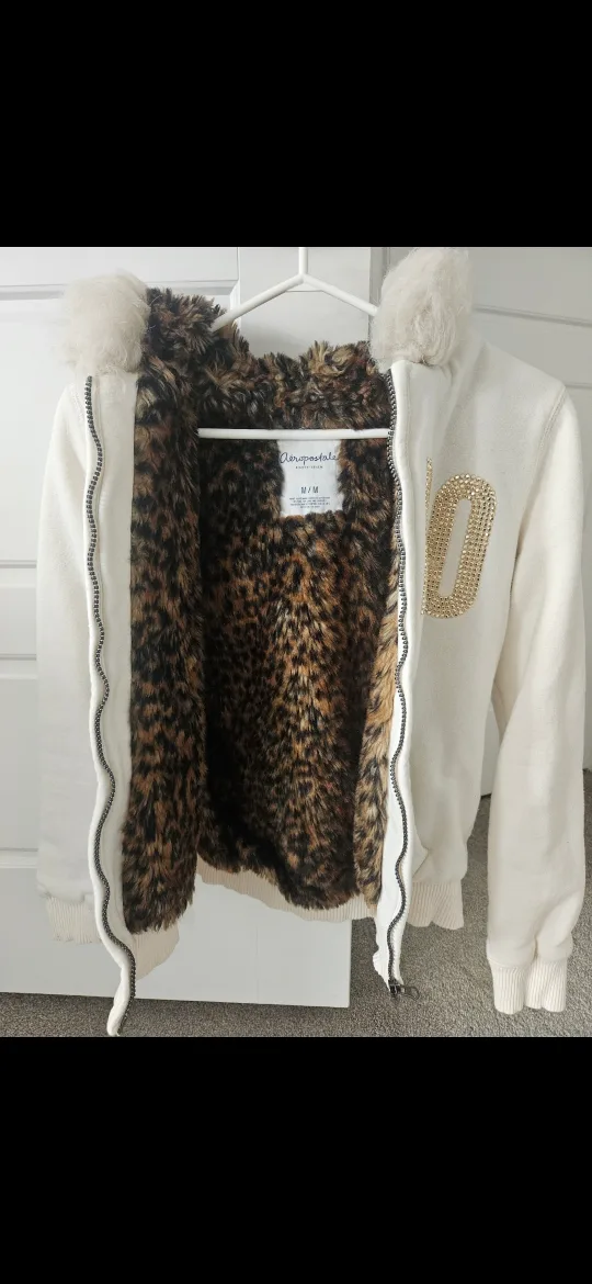 Aeropostale Cream Jacket - Size M (looks small) image indicator(2)