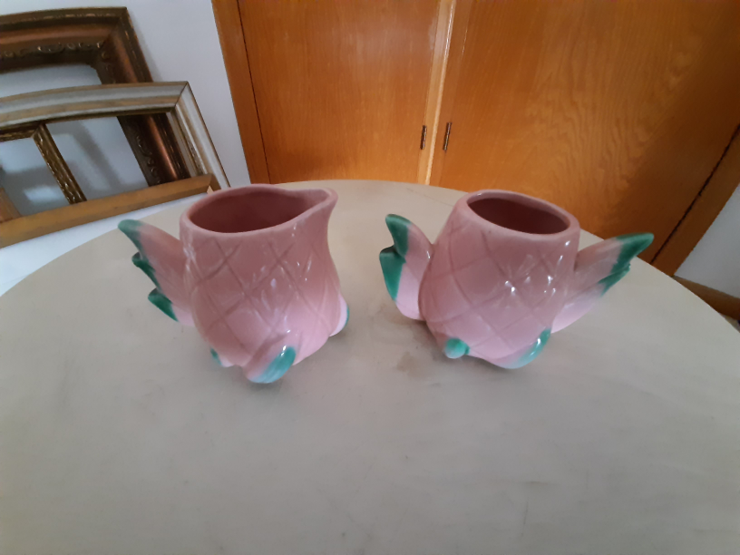 Vintage Pink Pineapple Creamer & Sugar Set