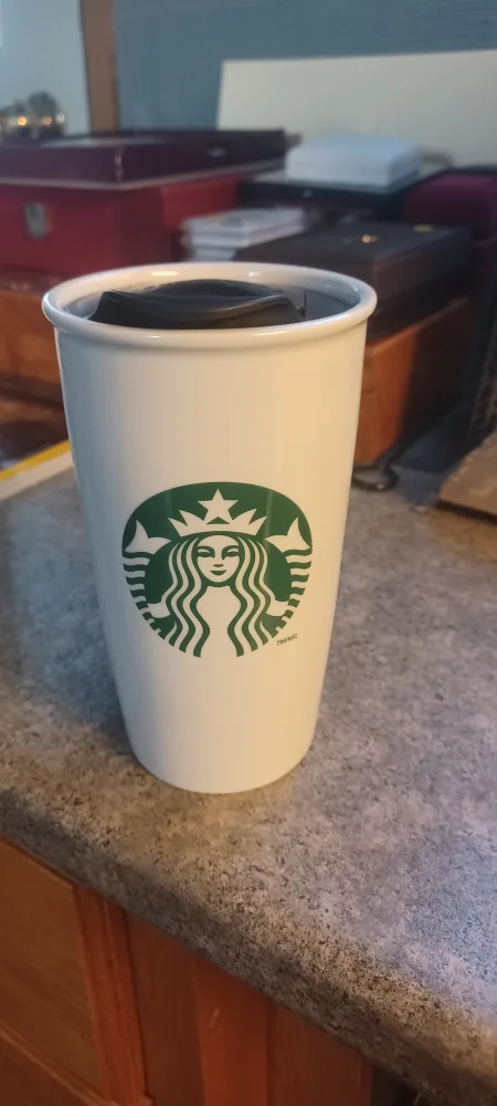 NEW Starbucks White Ceramic Travel Mug thumbnail