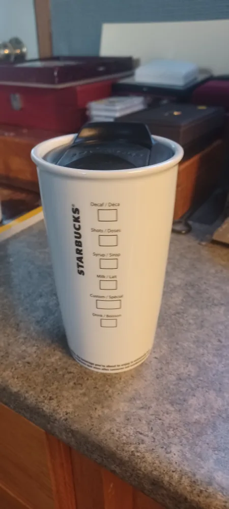NEW Starbucks White Ceramic Travel Mug image indicator(2)