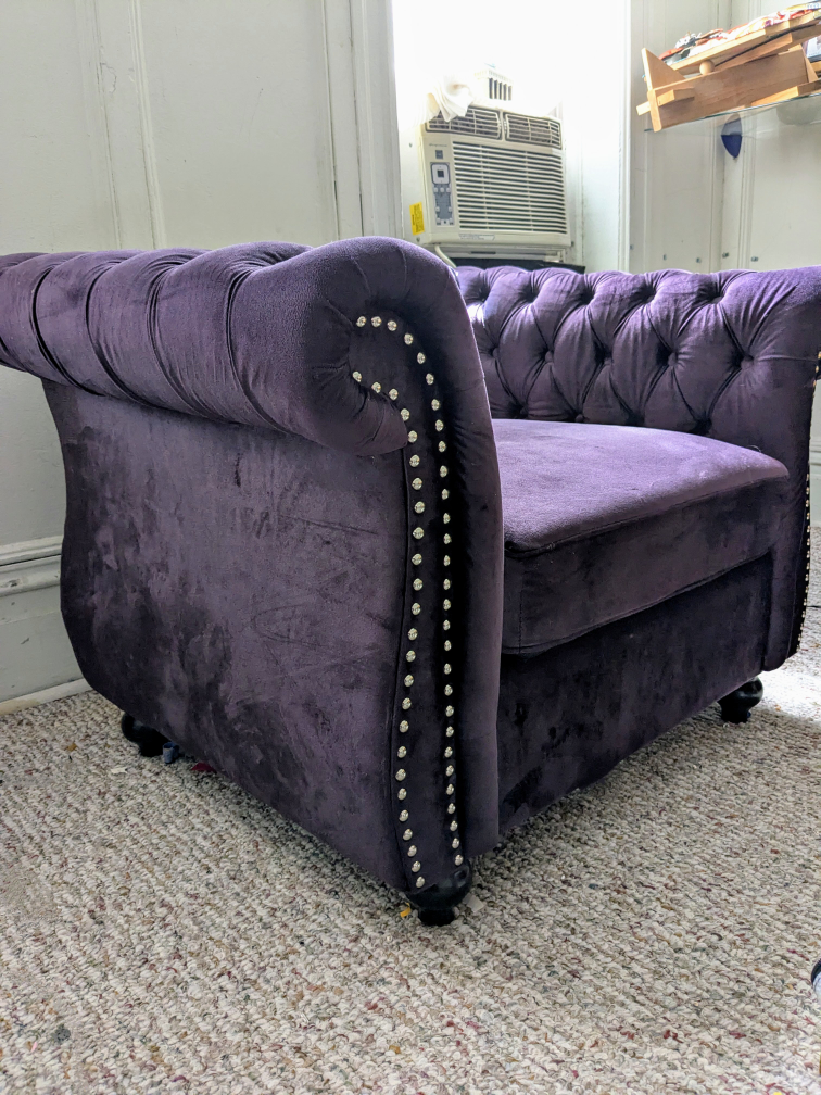 Purple Chesterfield Armchair - photo 4