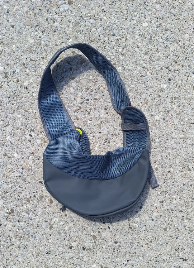 Dog Sling Carrier - Grey & Yellow (Kit Cat Club rescue) image indicator(2)