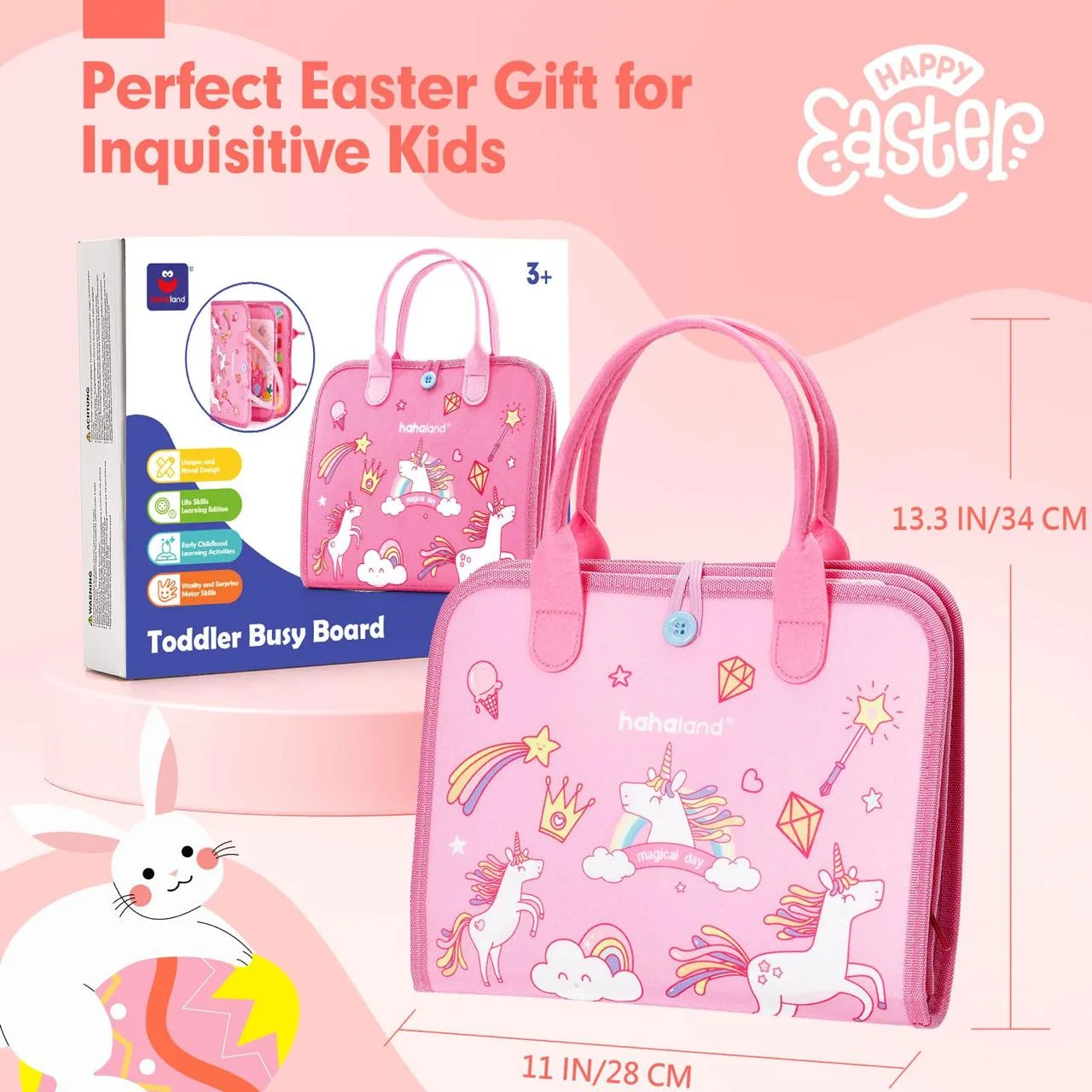 Hahaland Toddler Montessori Busy Board Unicorn - New in Box! image indicator(5)