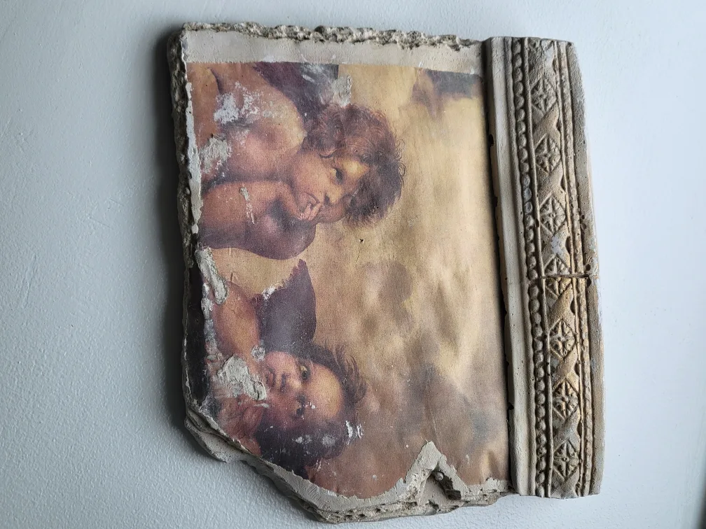 Vintage Cherub Wall Art Plaster Sculpture Picture image indicator(4)