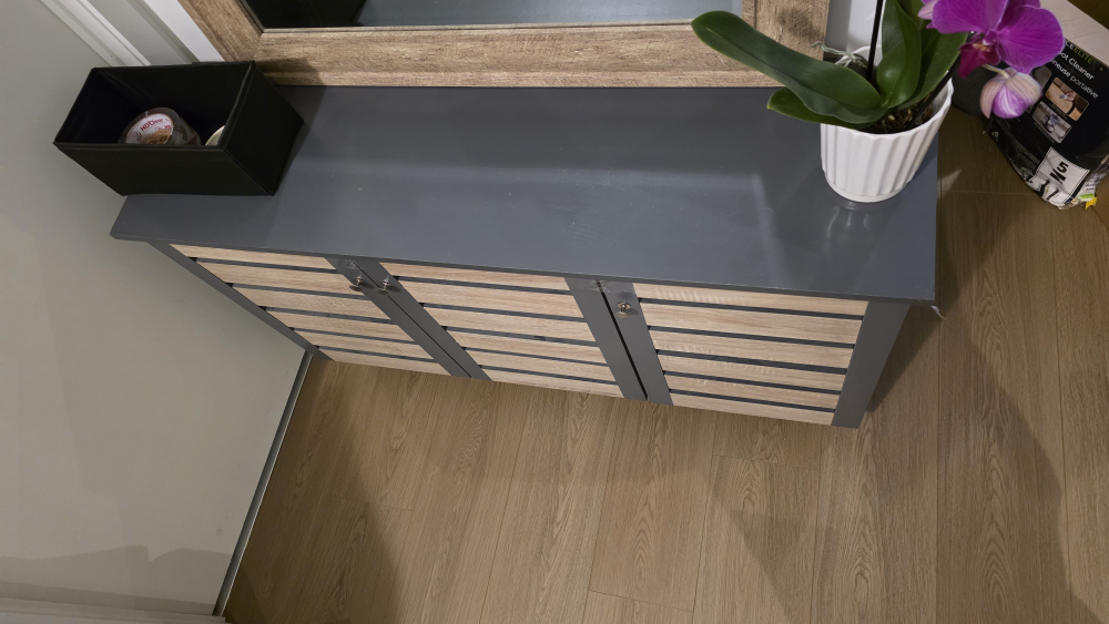 Grey & Wood 3-Door Accent Shoe Cabinet - photo 5