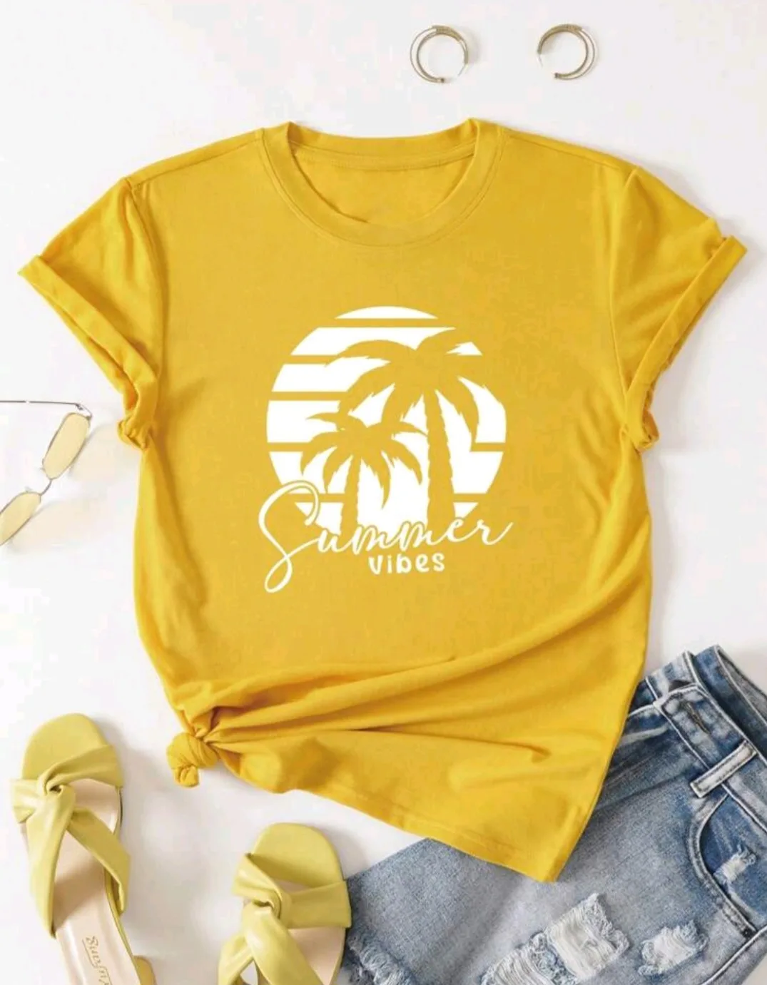 NEW Shein Yellow Women's T-Shirt - Size 0XL thumbnail