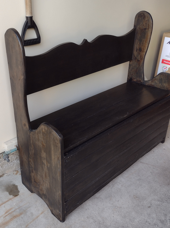 Dark Brown Wooden Storage Bench
