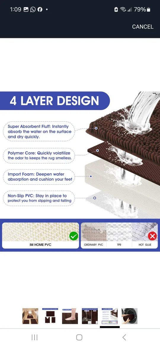 3-Piece Brown Bath Mat Set image indicator(5)