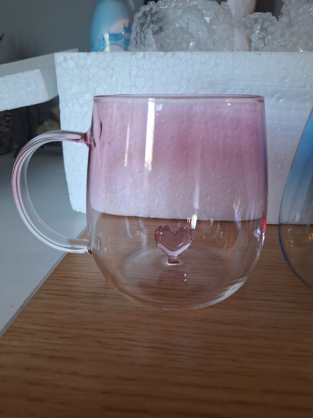 NEW Heart Design Glass Coffee Mugs ❤️ 💙 💜 - photo 2