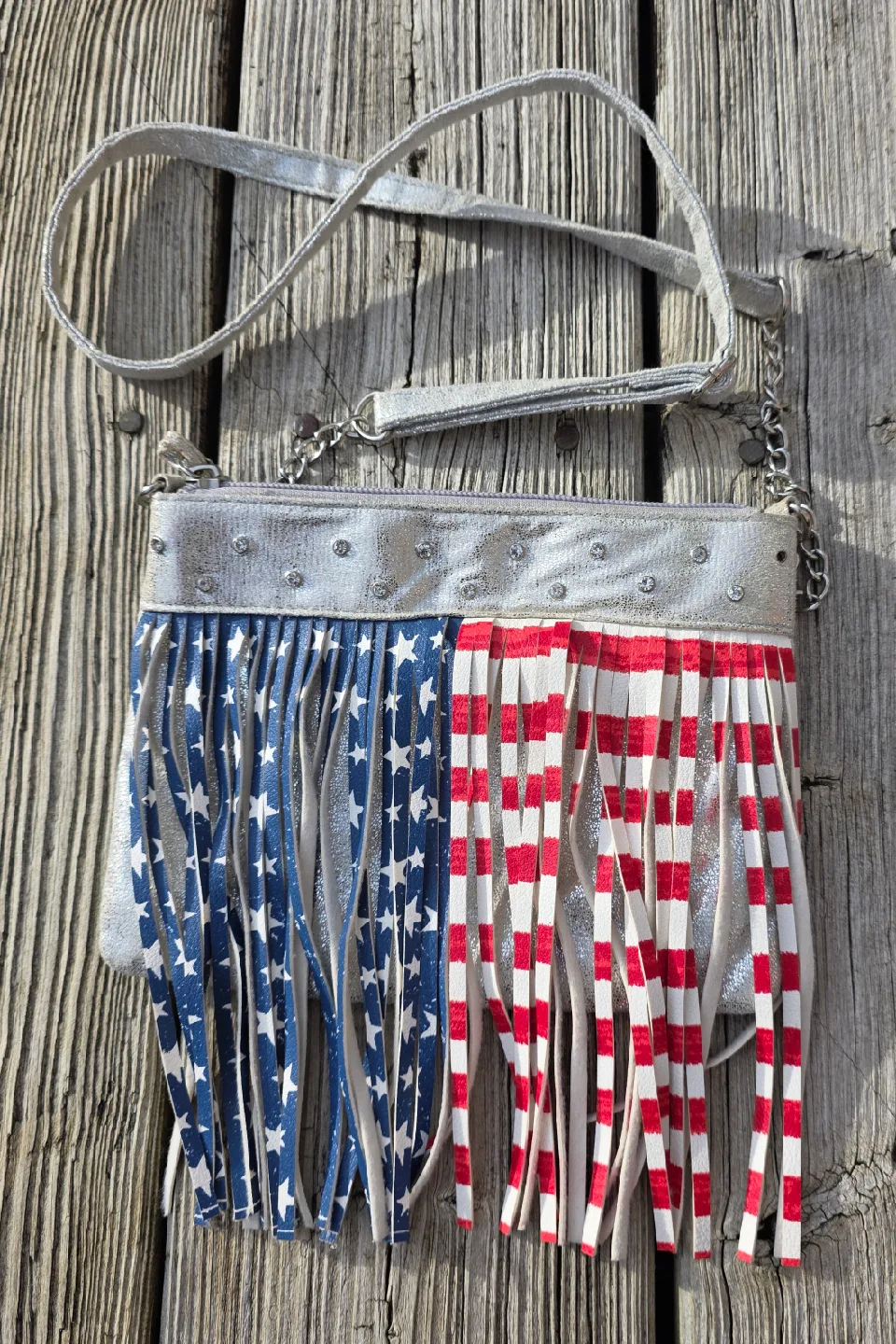 American Flag Fringe Crossbody Bag -NEW! thumbnail