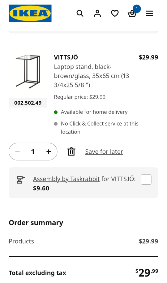 IKEA VITTSJÖ Laptop Stand - Black/Brown/Glass - photo 2