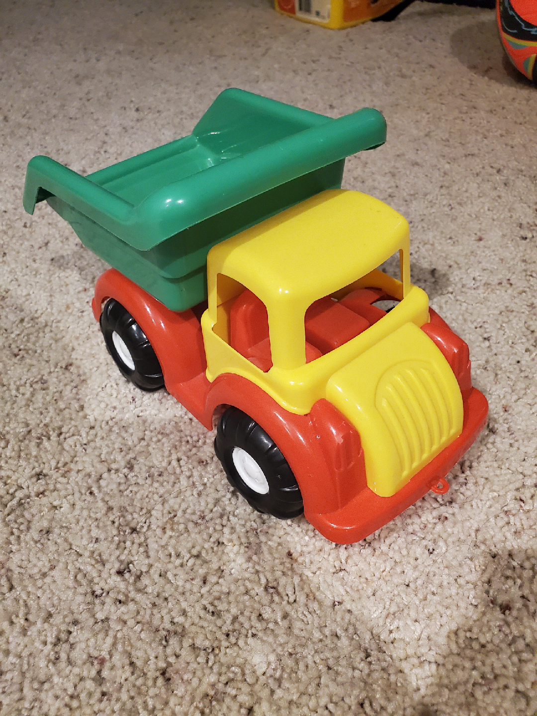 Toy Dump Truck - Red, Yellow & Green