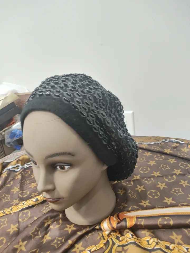 Black Beaded Beret Hat image indicator(6)