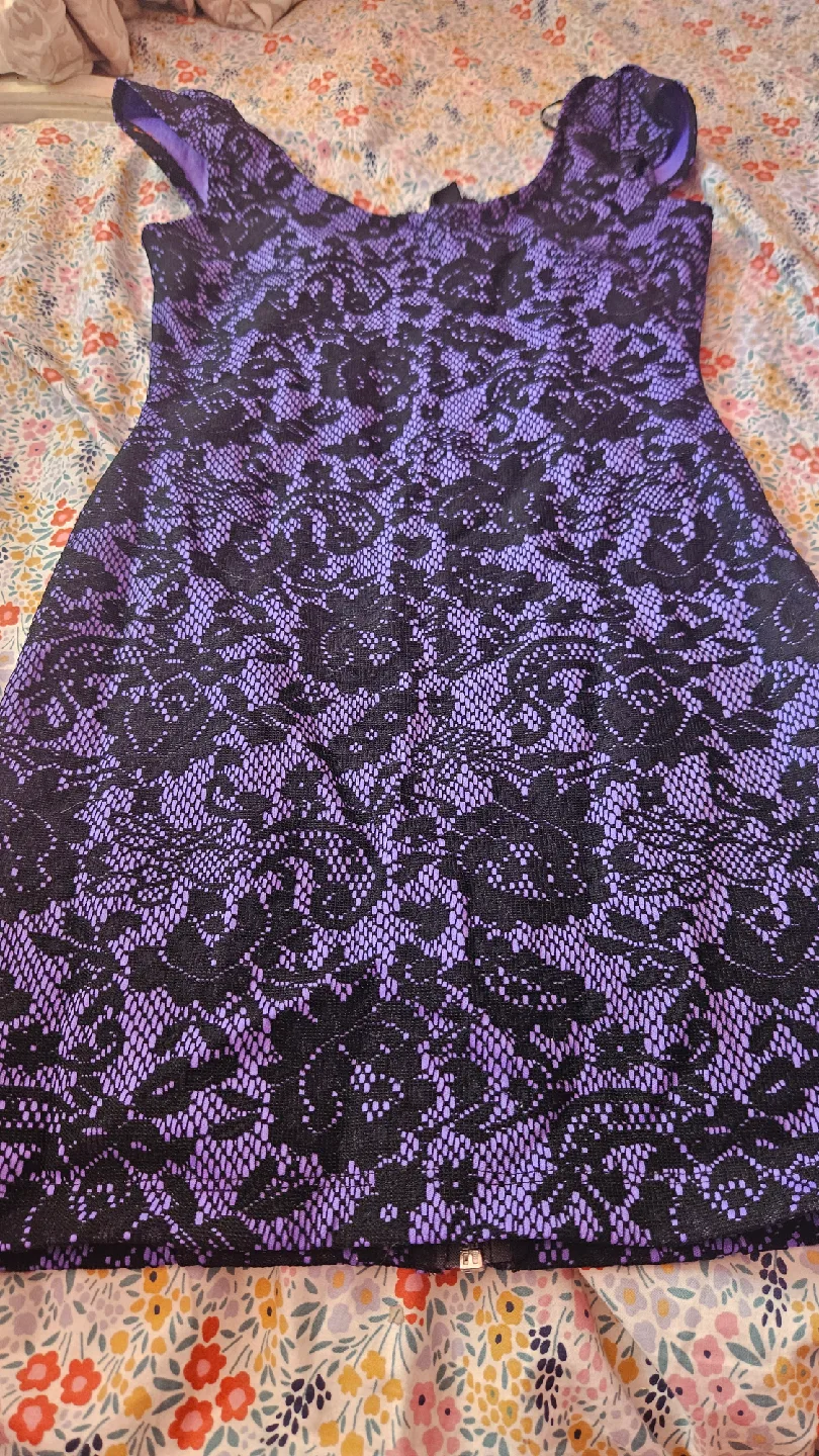Lace Mini Dress - Purple & Black image indicator(2)