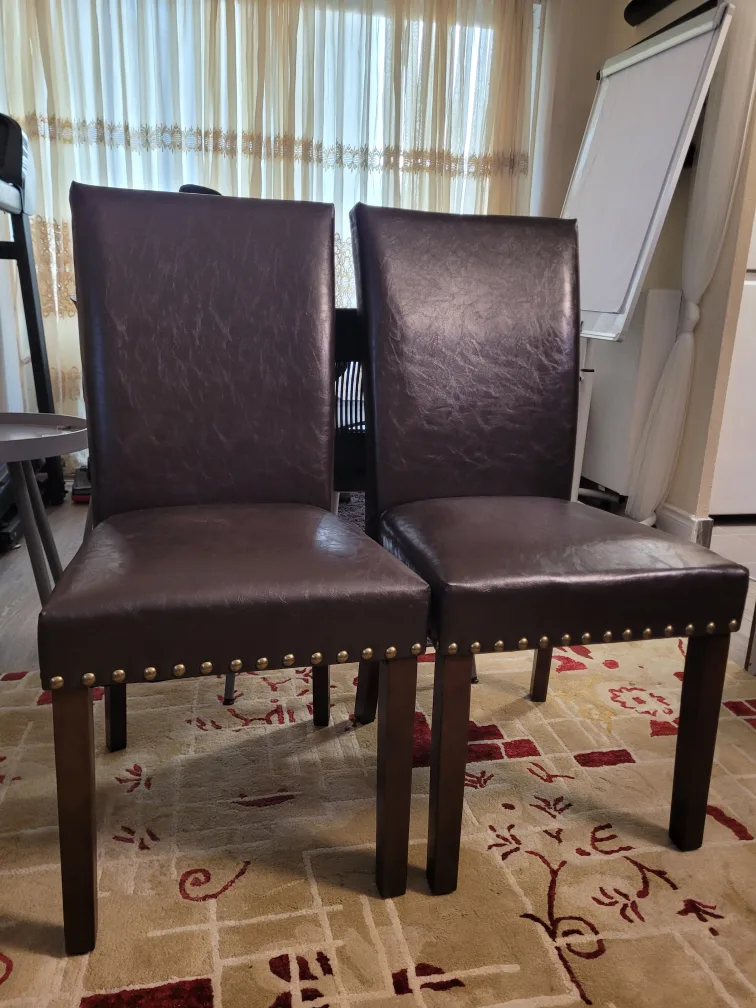Set of 2 Brown Faux Leather Dining Chairs thumbnail