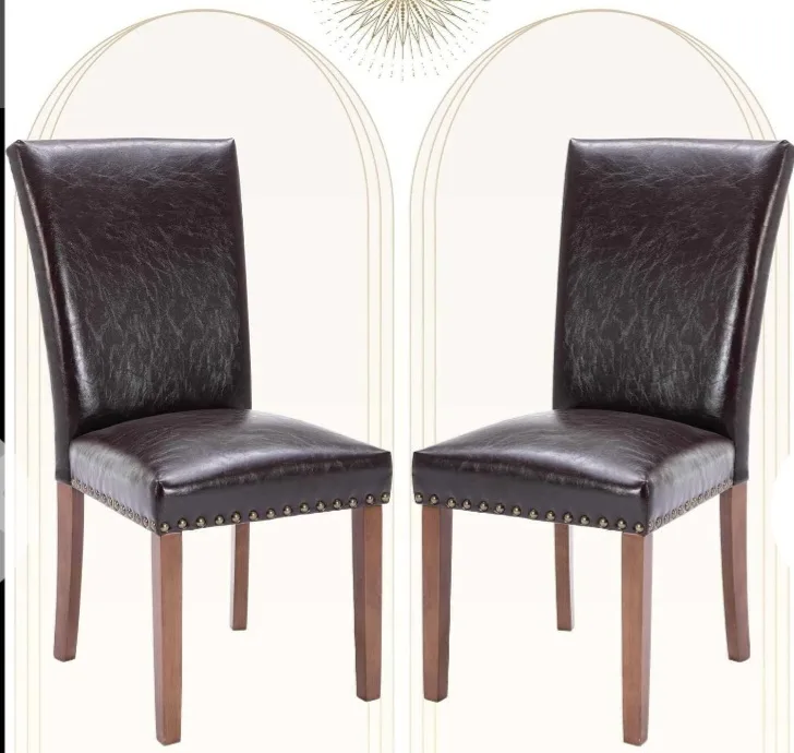 Set of 2 Brown Faux Leather Dining Chairs image indicator(2)