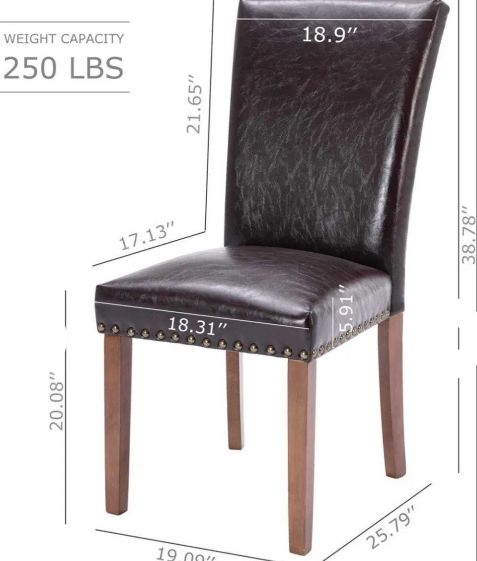 Set of 2 Brown Faux Leather Dining Chairs image indicator(3)