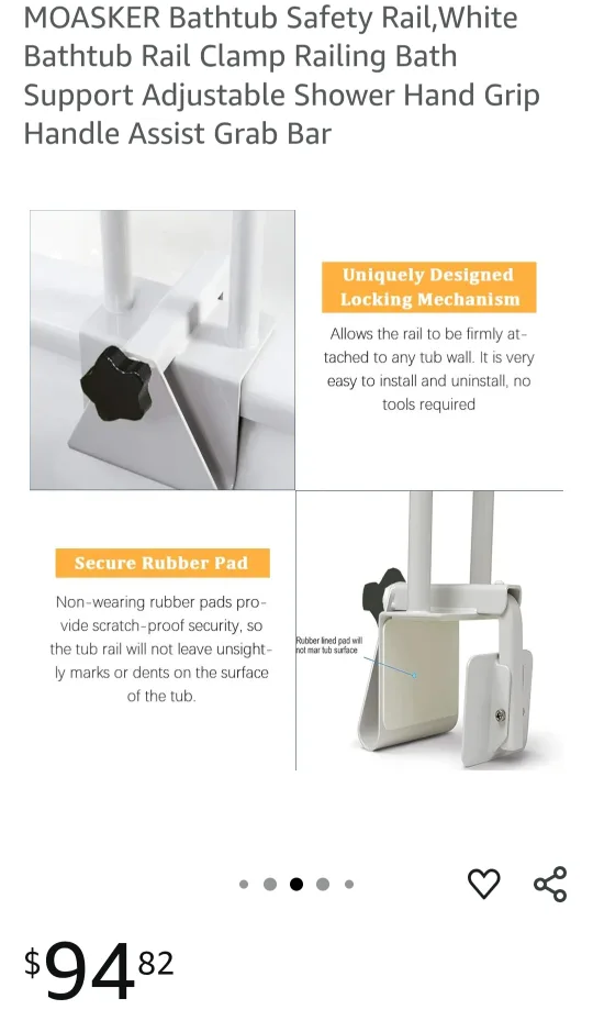 BATHTUB SAFETY RAIL (Grab Bar)Adjustable Clamp image indicator(6)