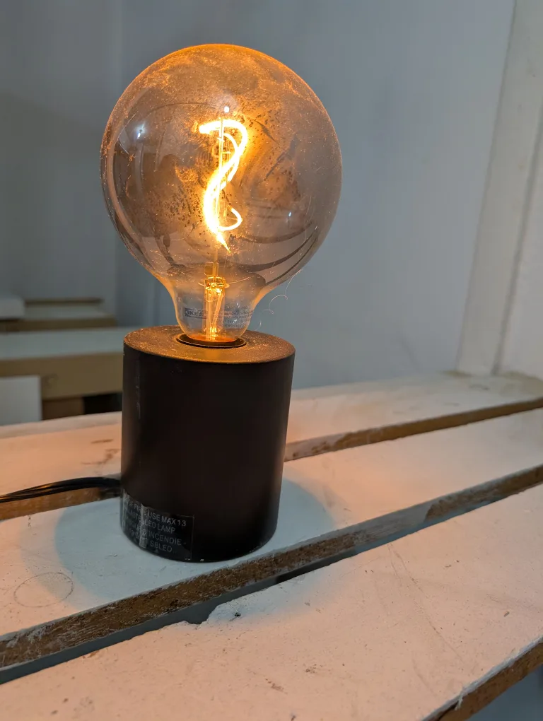 Black Table Lamp with Globe Bulb image indicator(2)