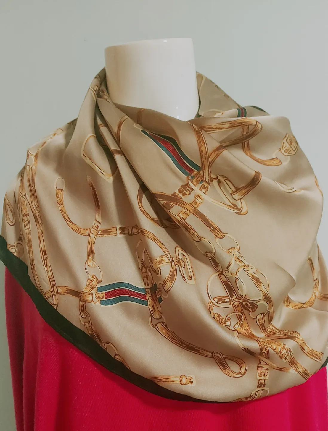 Elegant Scarf with Equestrian Print thumbnail