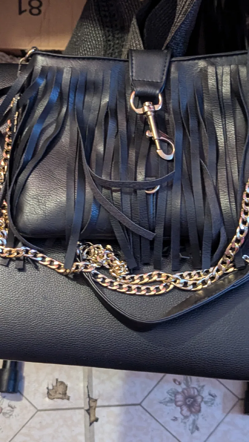 Kiss & Tell Black Fringe Crossbody Bag image indicator(3)