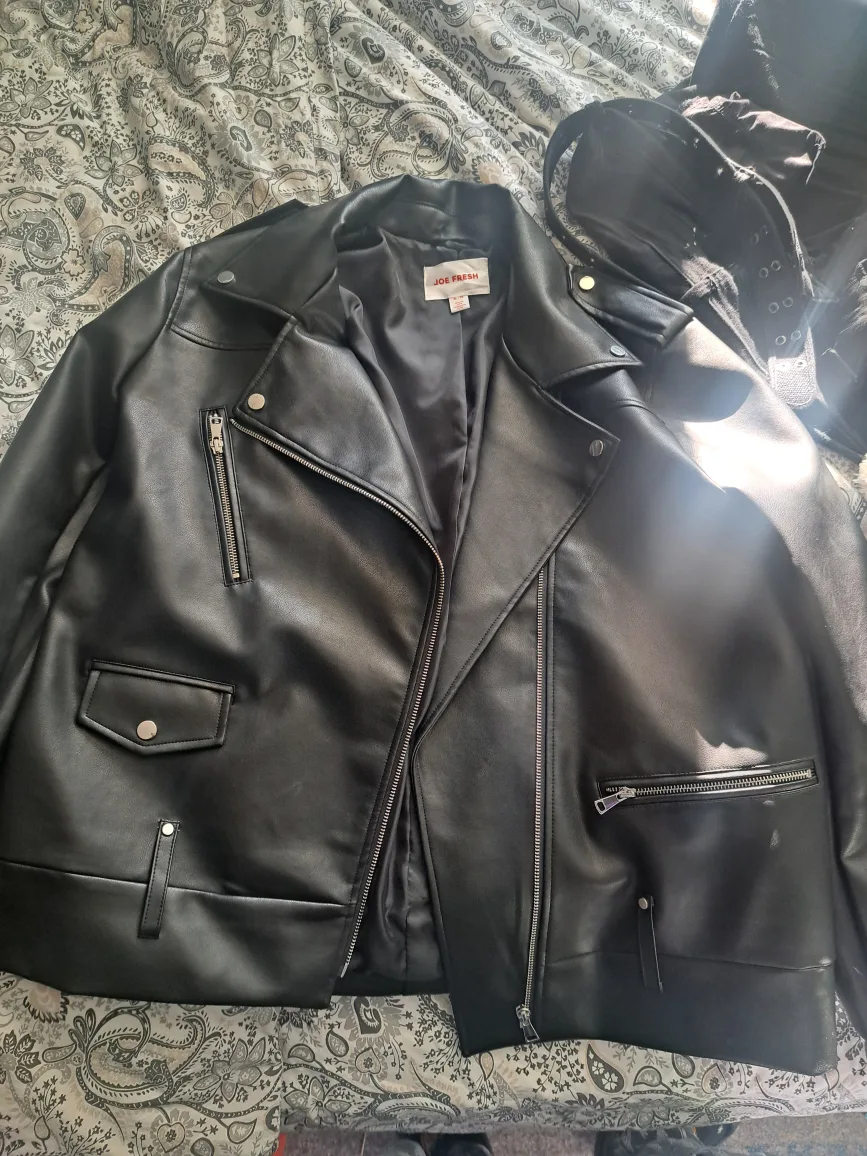 Joe Fresh Black Faux Leather Jacket - Size M thumbnail