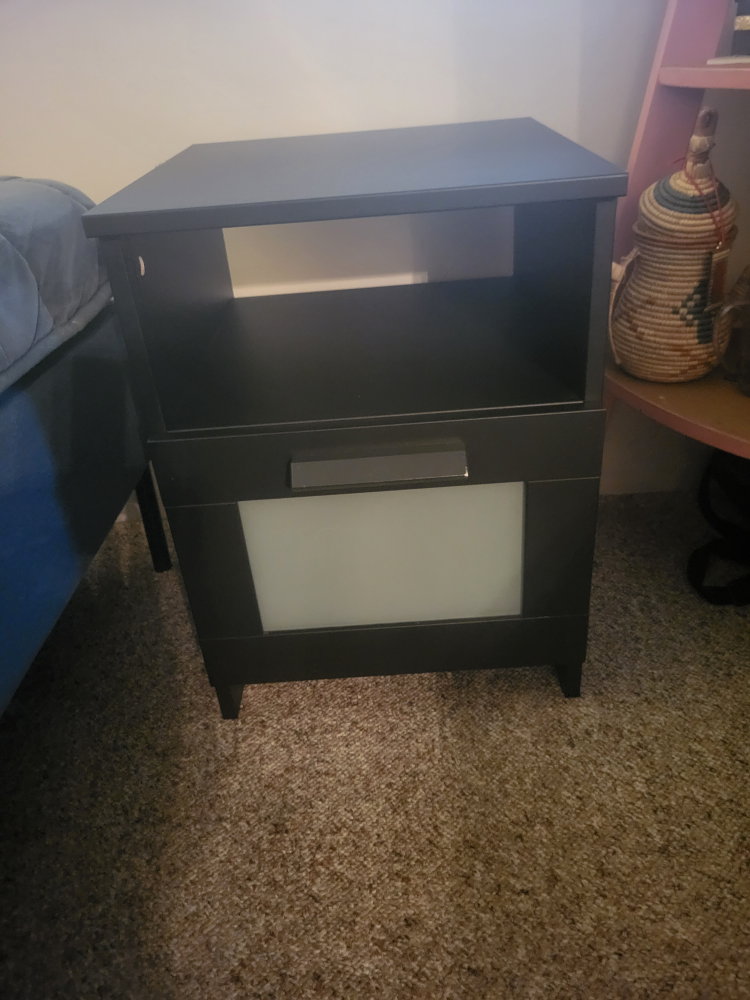 Black nightstand with drawer