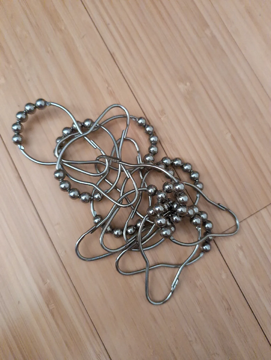Silver Shower Curtain Hooks with Beads thumbnail