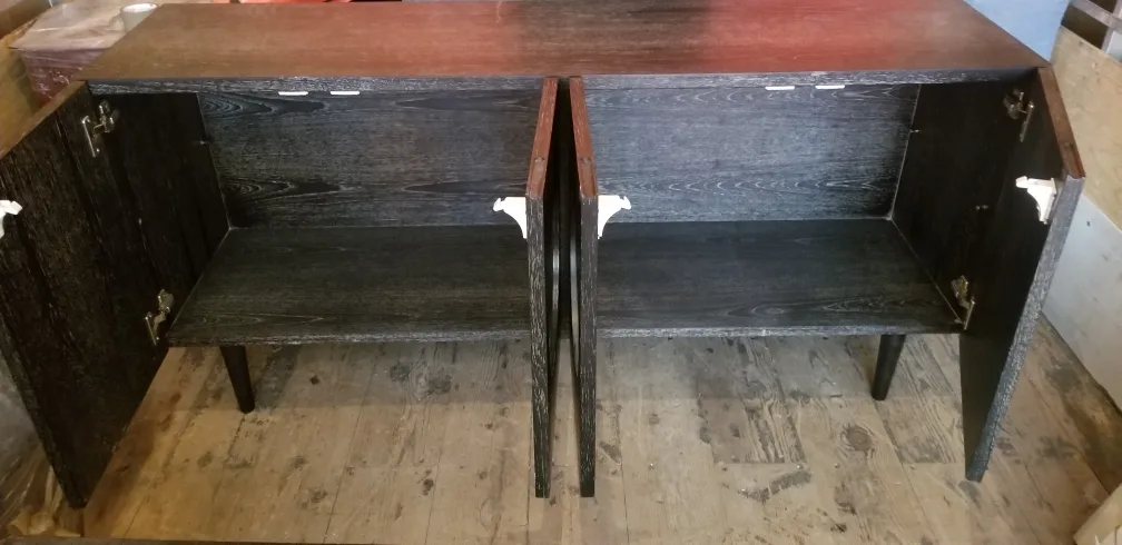 Dark Wood Cabinet with Mirrored Doors image indicator(2)