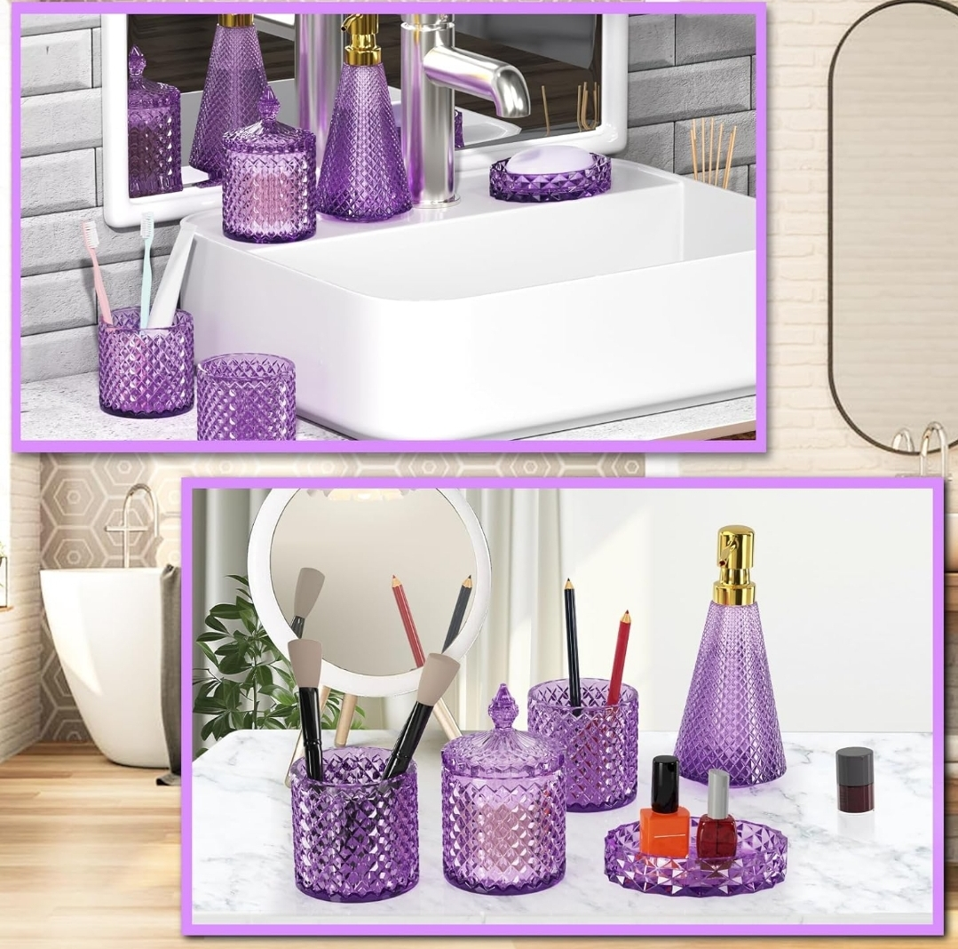 Purple Bathroom Accessories Set (5-Piece) - photo 4