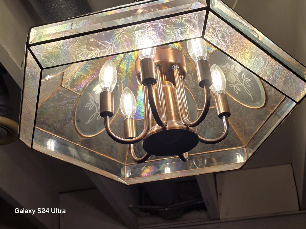 Vintage Stained Glass Ceiling Light Fixture