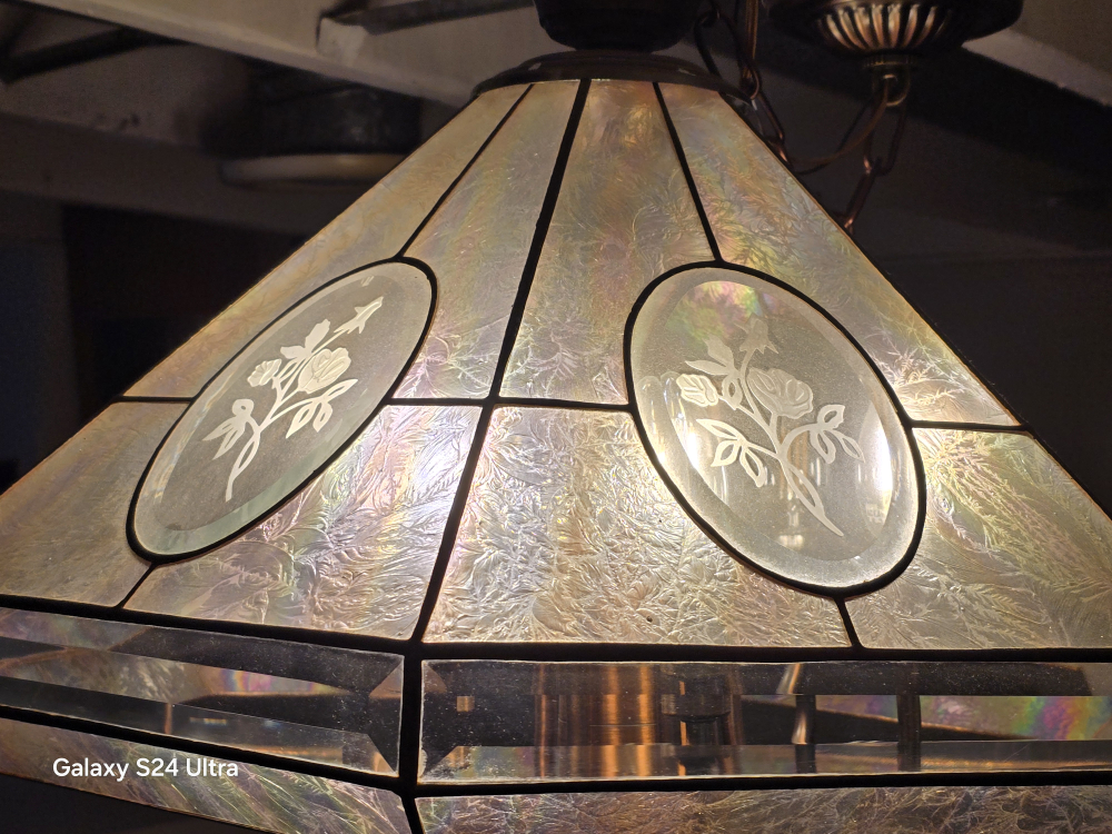 Vintage Stained Glass Ceiling Light Fixture - photo 2