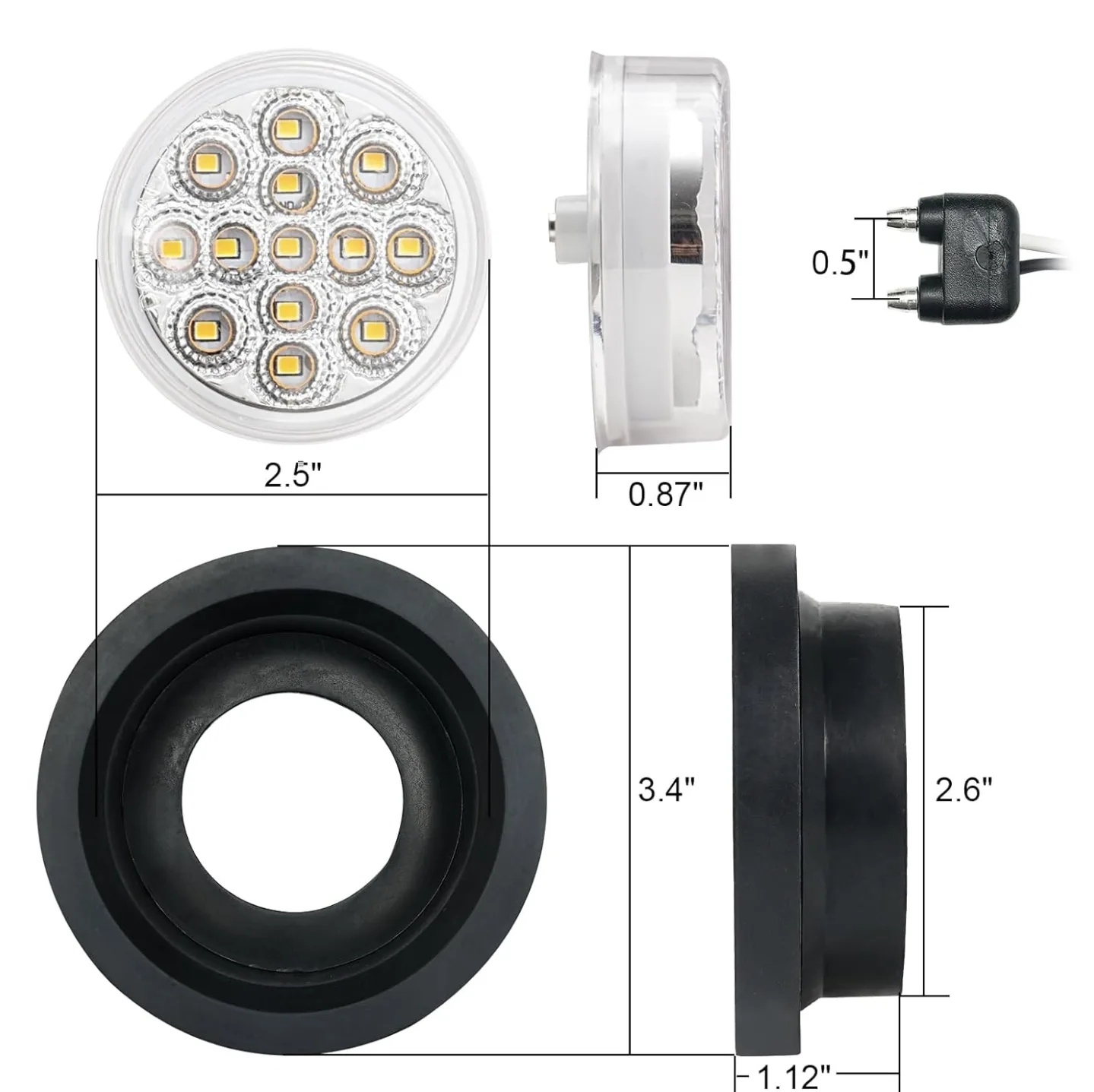 8x Round LED Marker Lights - Amber image indicator(3)